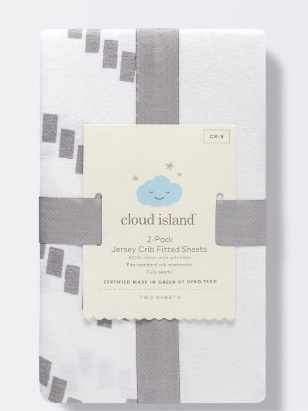 Cloud Island Gray Chevron and White Jersey Crib Sheet - 2 Pack